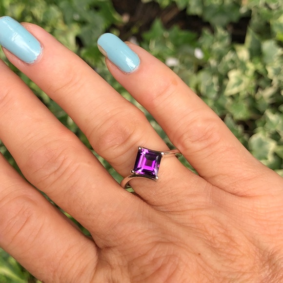Beautiful Amethyst Ring, square step-cut, AAA grade amethyst in silver - Picture 10 of 10